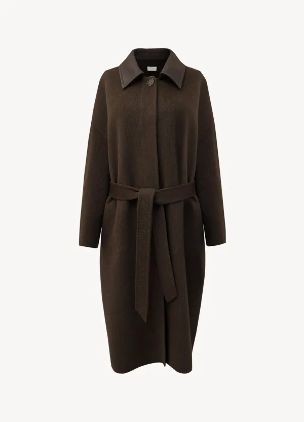 Avel Leather Collar Coat (Royal Alpaca)