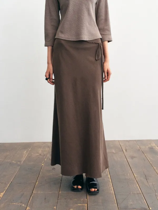 Fluid Long Skirt_Brown