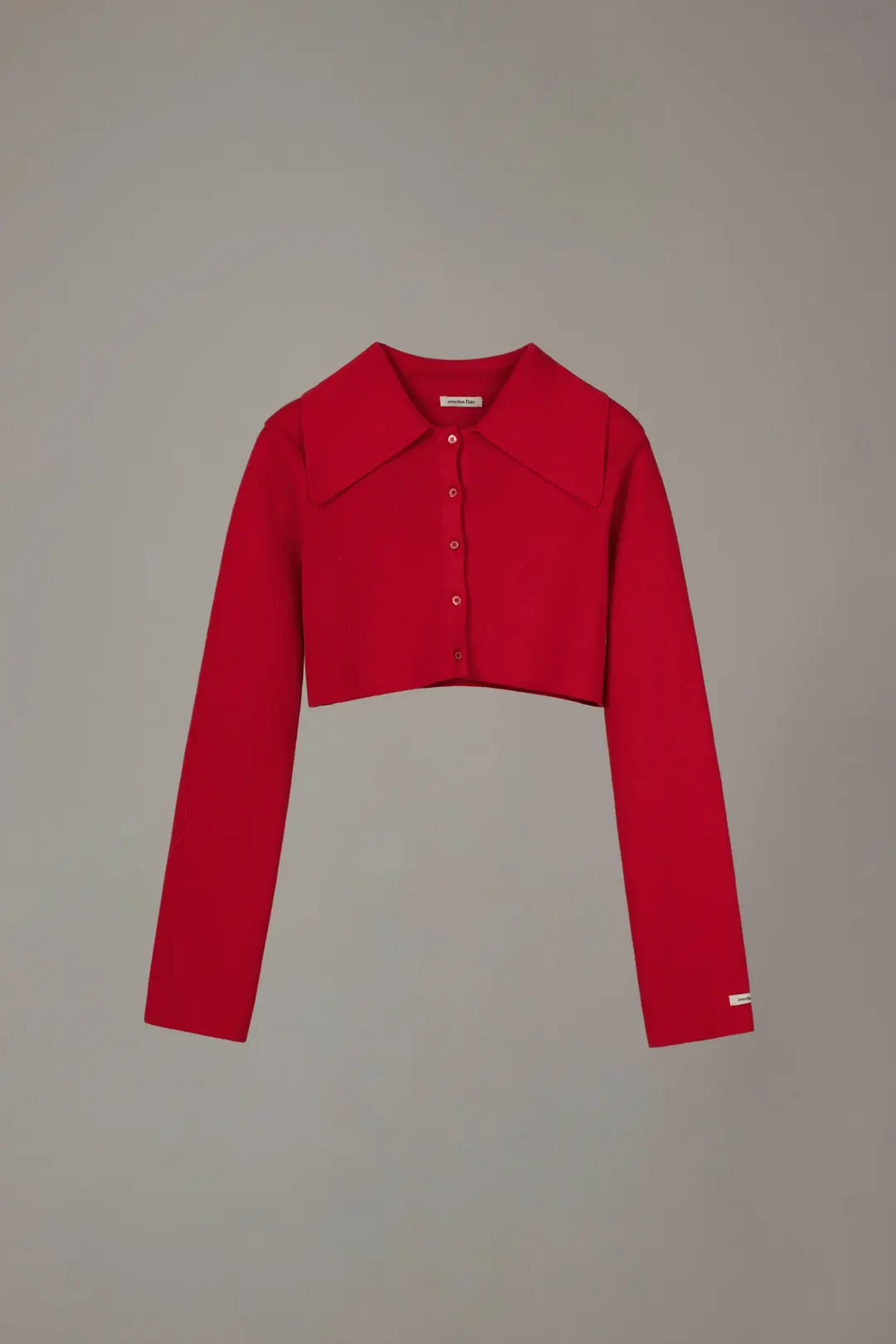 오버듀플레어 ANGORA COLLAR MICRO CROPPED CARDIGAN_RED 상품 이미지 1