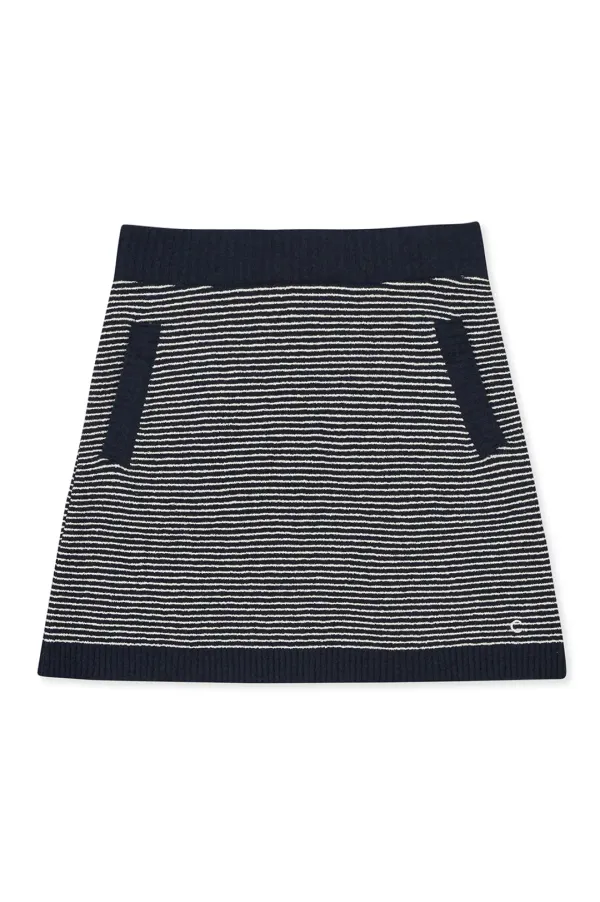 [24SS clove] Fluffy Boucle Stripe Skirt (Navy)