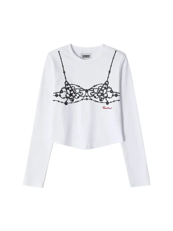 [Last one] PEARL BUSTIER PRINTING TOP_WHITE