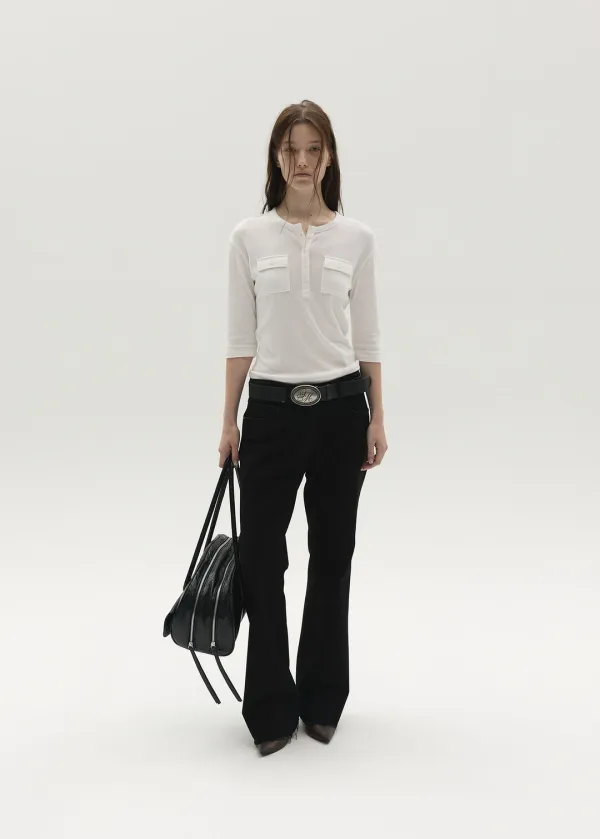 [2nd REORDER, 예약배송] HENLEY POCKET TOP (WHITE)