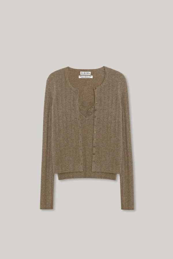 Lace Wool Knit Cardigan Set-up