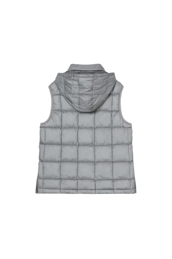 POINT WELLON HOOD VEST IN SILVER