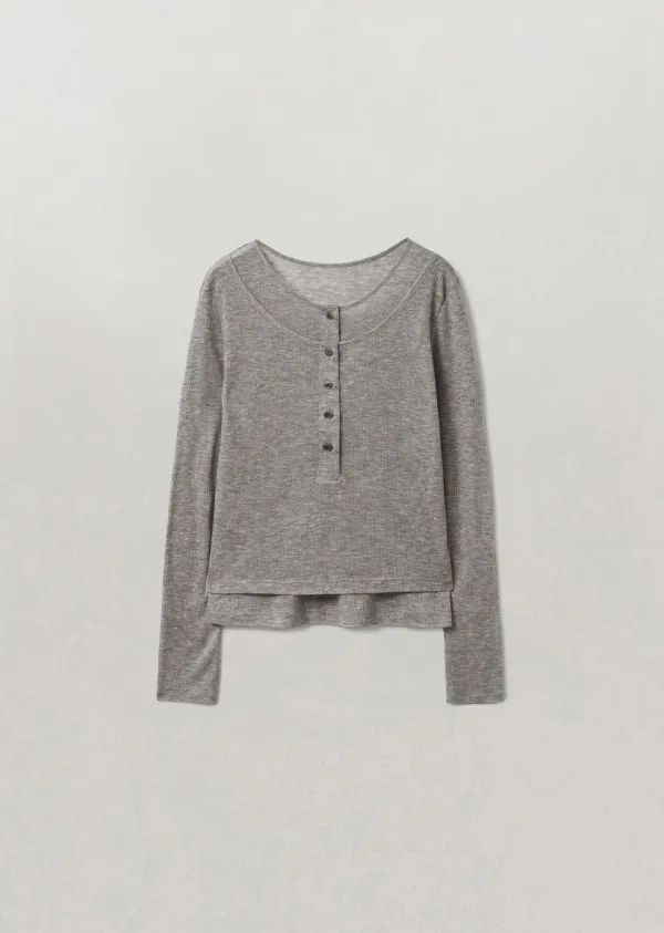 HENLY-NECK DOUBLE T-SHIRT (ash gray)