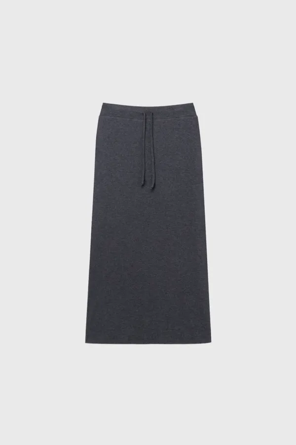 Ribbed Jersey Stretch Skirt (Gray / Ash Navy / Black / Dark Green)