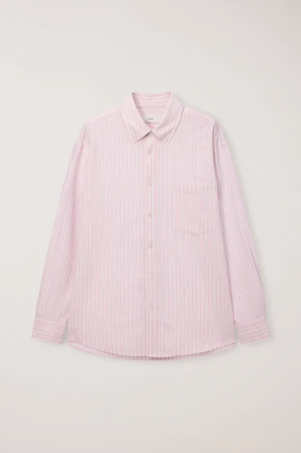 UNISEX CLASSIC STRIPED BD OVERSHIRT SOFT PINK_UDSH6B125P1