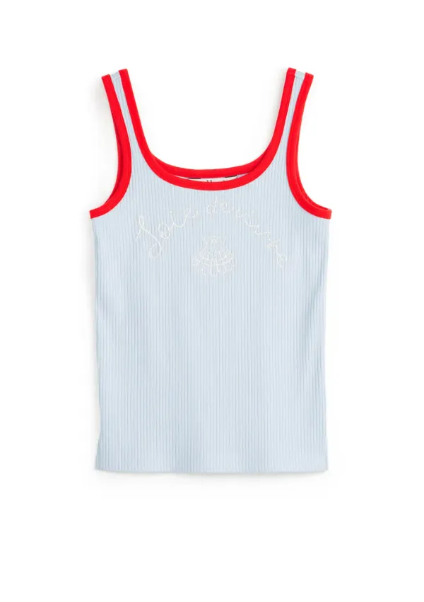 [5차 리오더] Mused Sea Shell Emb Tank Top - Blue/Red