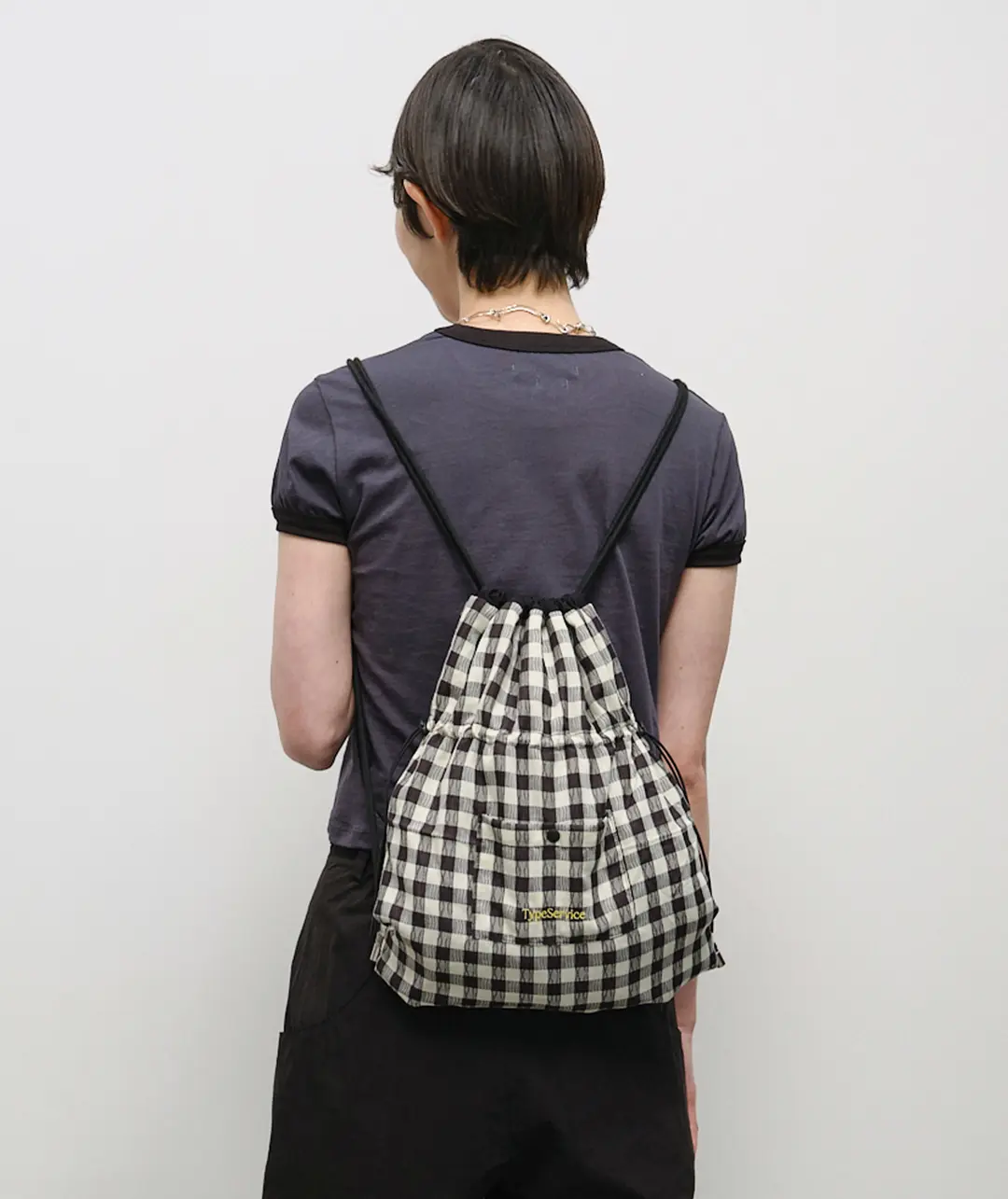 타입서비스 Checkered Button Pocket Bag [Black] 상품 이미지 2
