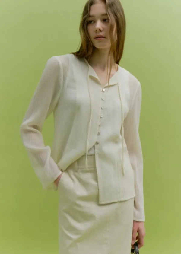 WOOL PLEATS BLOUSE (cream ivory)