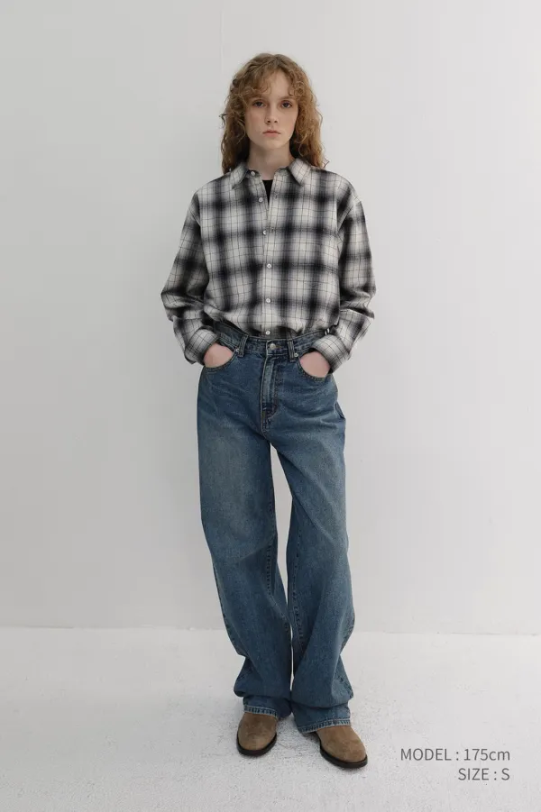 UNISEX WINTER FLANNEL CHECKED SHIRT BLACK_UDSH6D121BK
