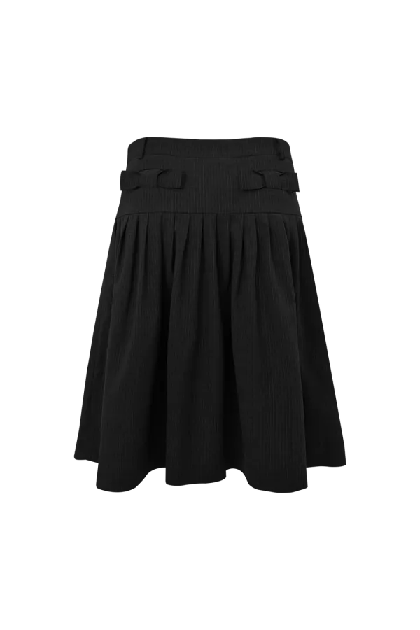BOW TUCK MIDI SKIRT (BLACK)
