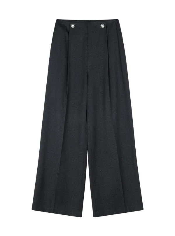 WIDE BUTTON SLACKS (CHARCOAL)