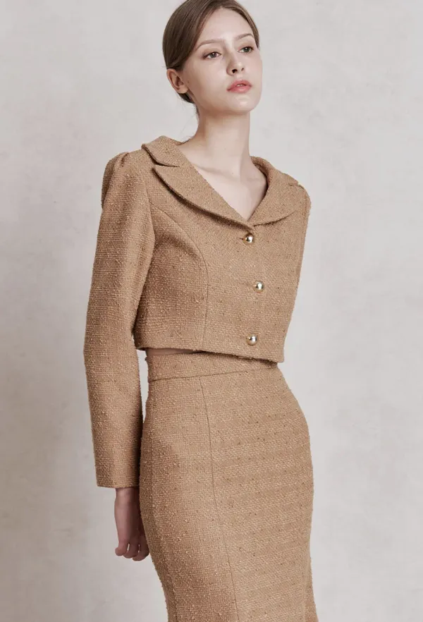 Kylie Tweed Jacket (Beige)