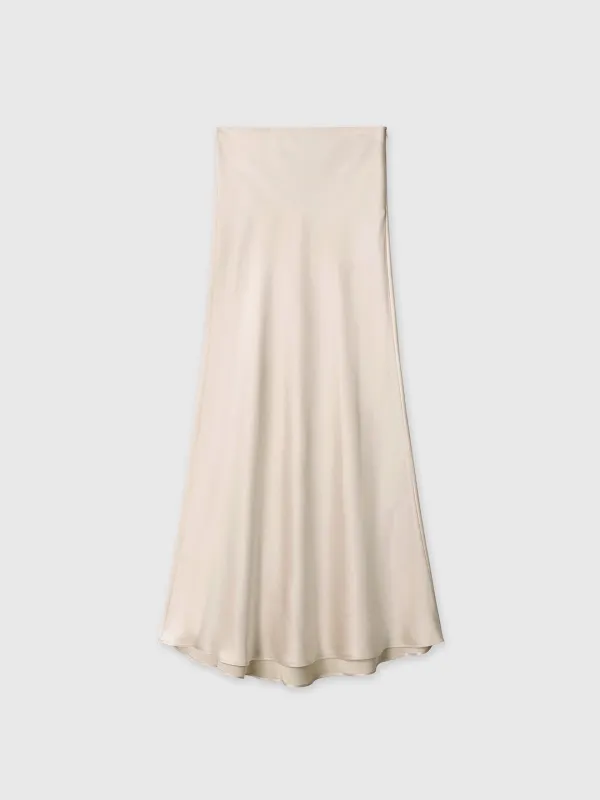 (W) SLIP MAXI SKIRT_ BEIGE