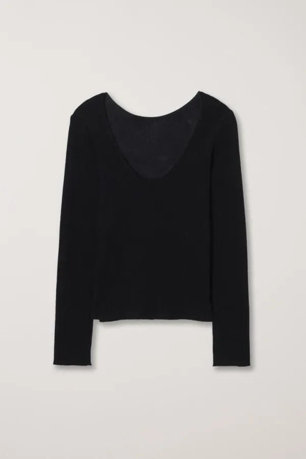 2-WAY SCOOP BACK KNIT TOP BLACK_UDSW5A203BK