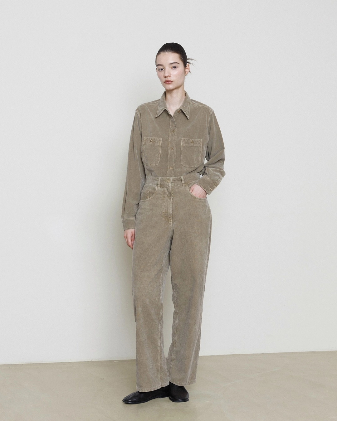 브라운야드 W Garment Dyed Corduroy Pants, Dark Beige 상품 이미지 2