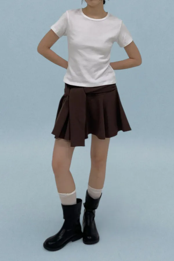 Arc Wrap Skirt / Brown