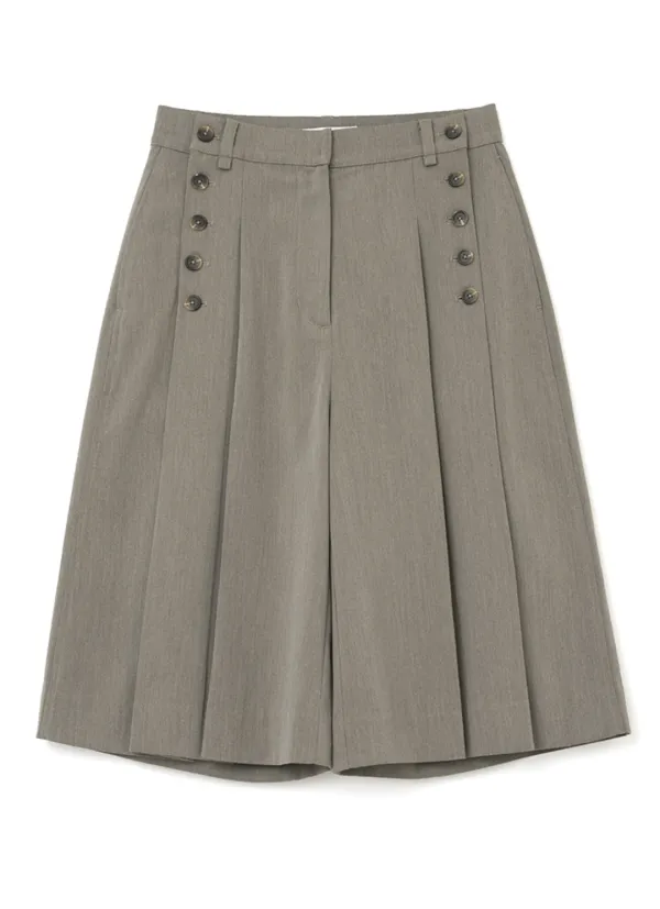 Wide Tuck Culotte Pants [Brown]