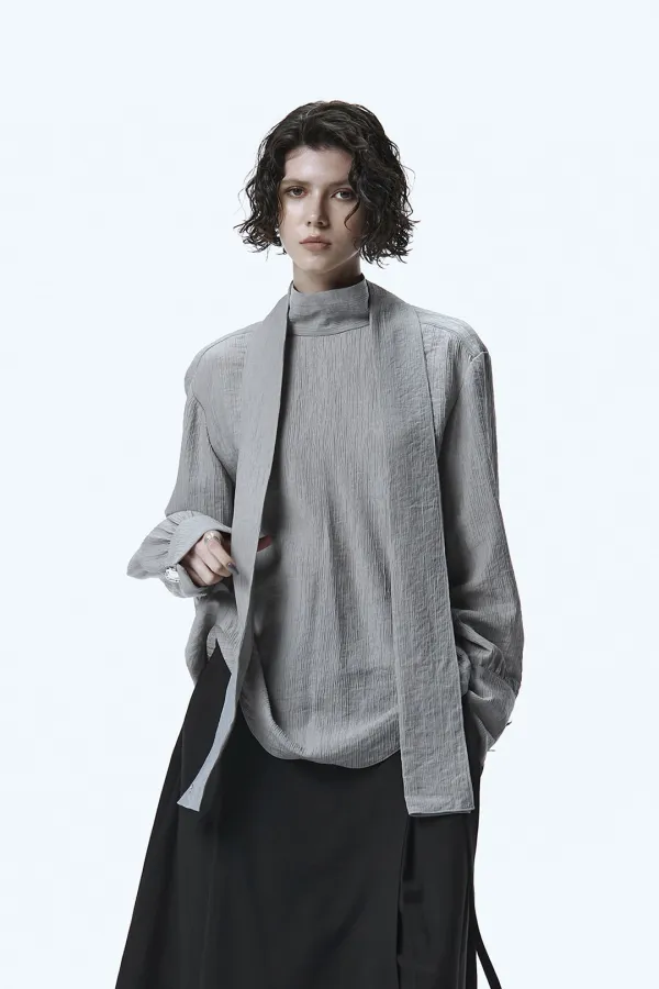 Tied Scarf Shirt [ Gray ]
