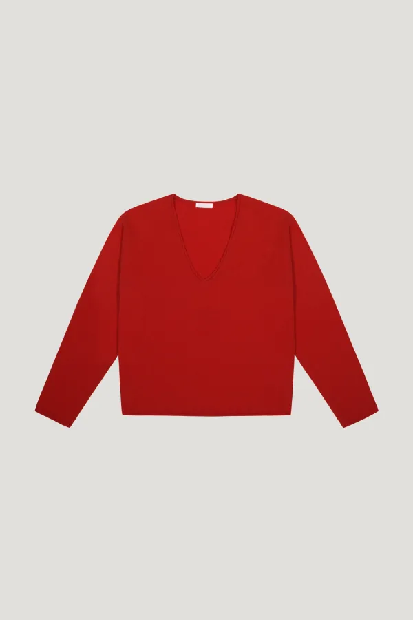 Deep V Wool Knit (red)