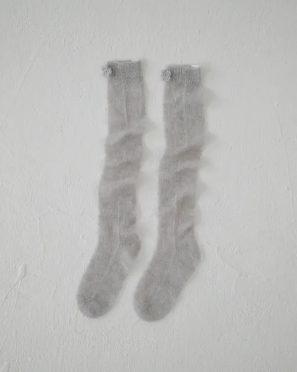 flétta Flower Mohair Socks_Light Gray
