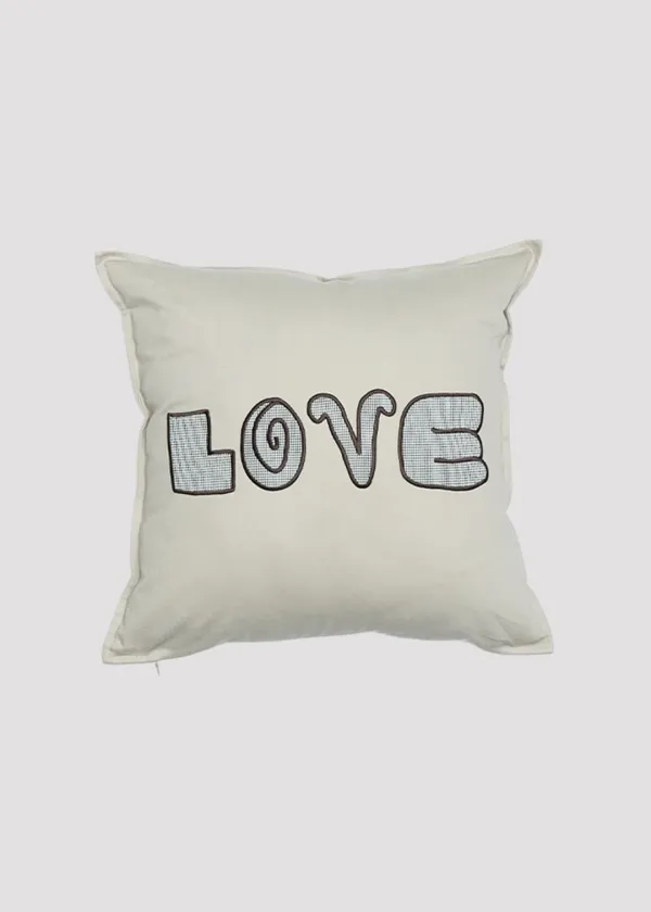CUSHION COVER APPLIQUE LOVE BEIGE