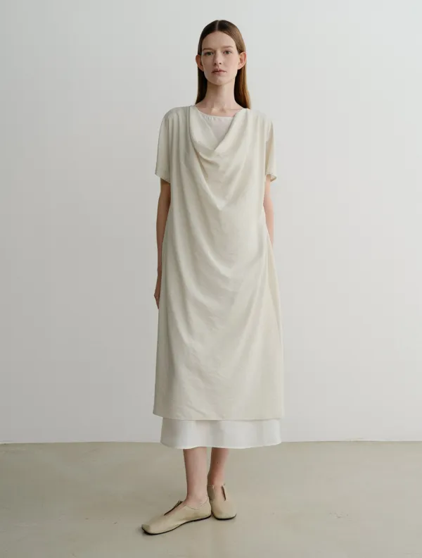Cowl Layered Dress (Ivory)