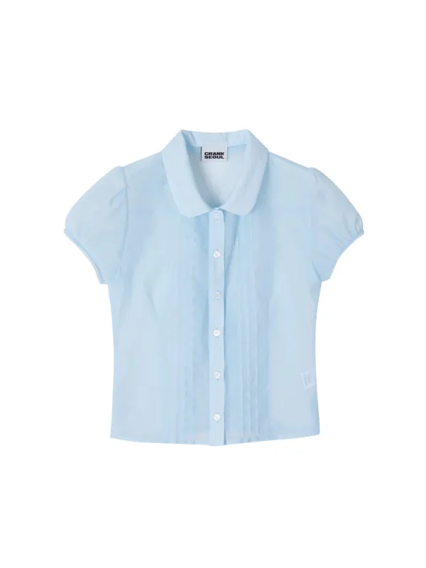 SHEER PINTUCK BLOUSE_SKY BLUE