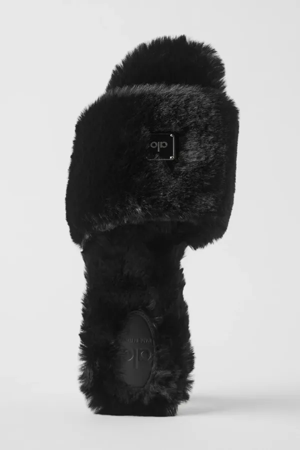 ALO Classico Faux Fur Sandal - Black