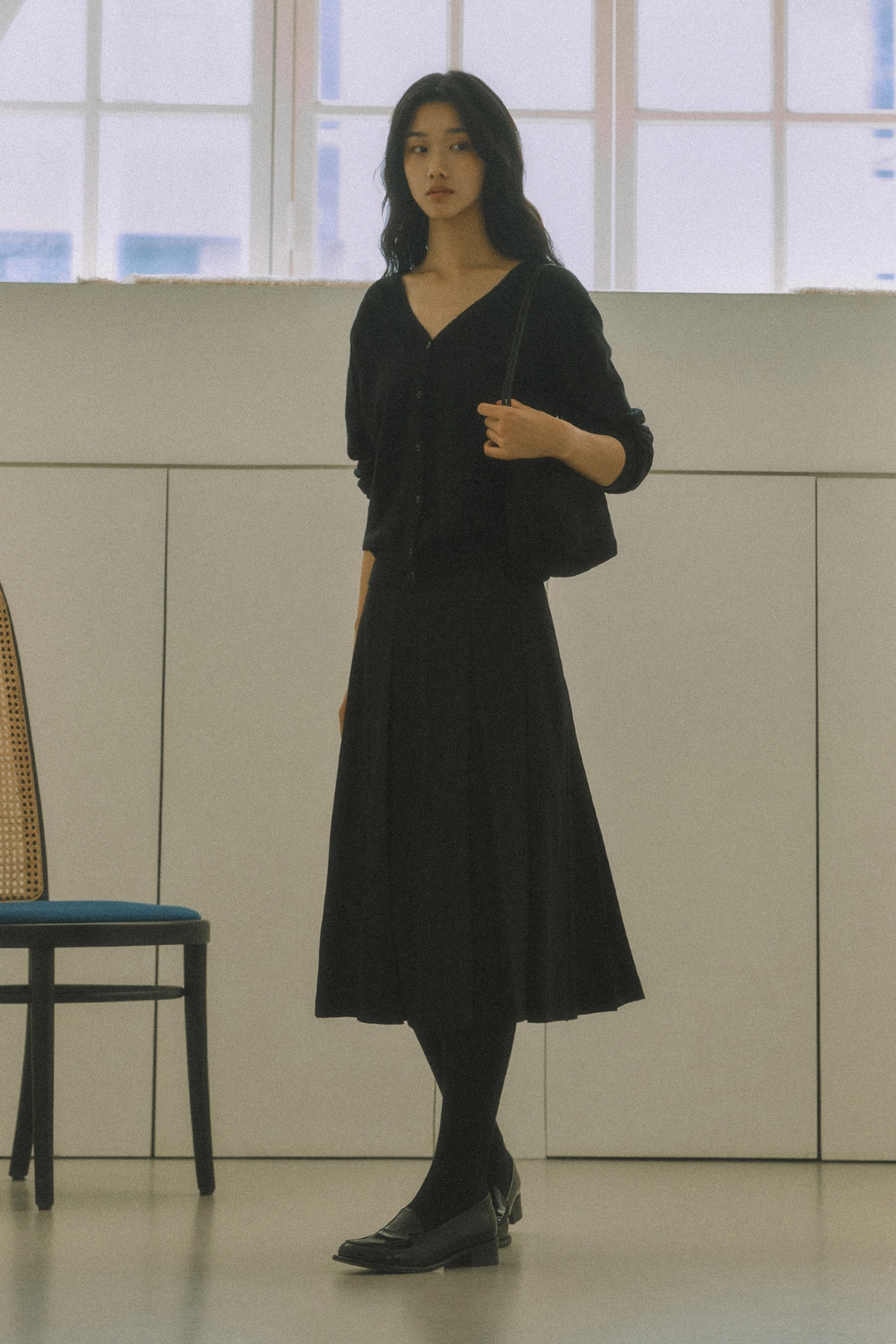 세이지먼트 ALANA WOOL PLEATS LONG SKIRT_BLACK 상품 이미지 2