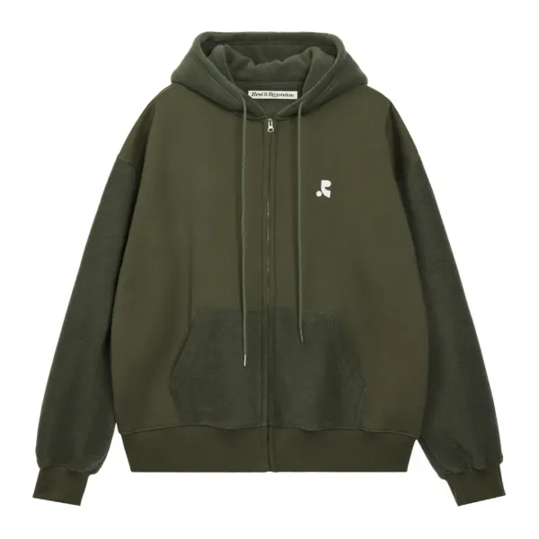 COLORATION FLEECE HOOD ZIP-UP - KHAKI