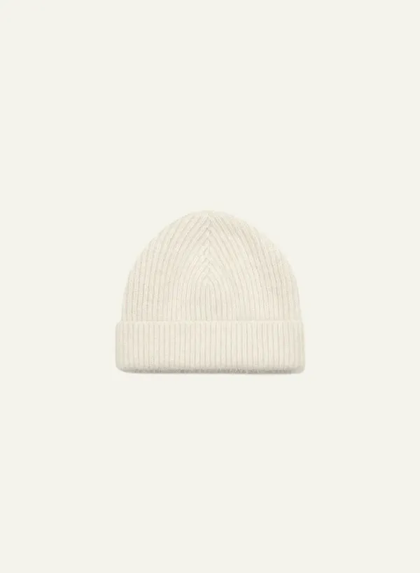 Angora Knit Beanie Cream