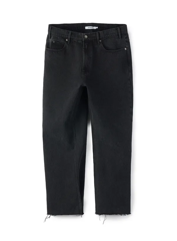 Ankle Cut-off Denim Pants_Vintage Black