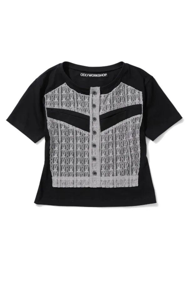 Lace Hybrid Tee, Silence