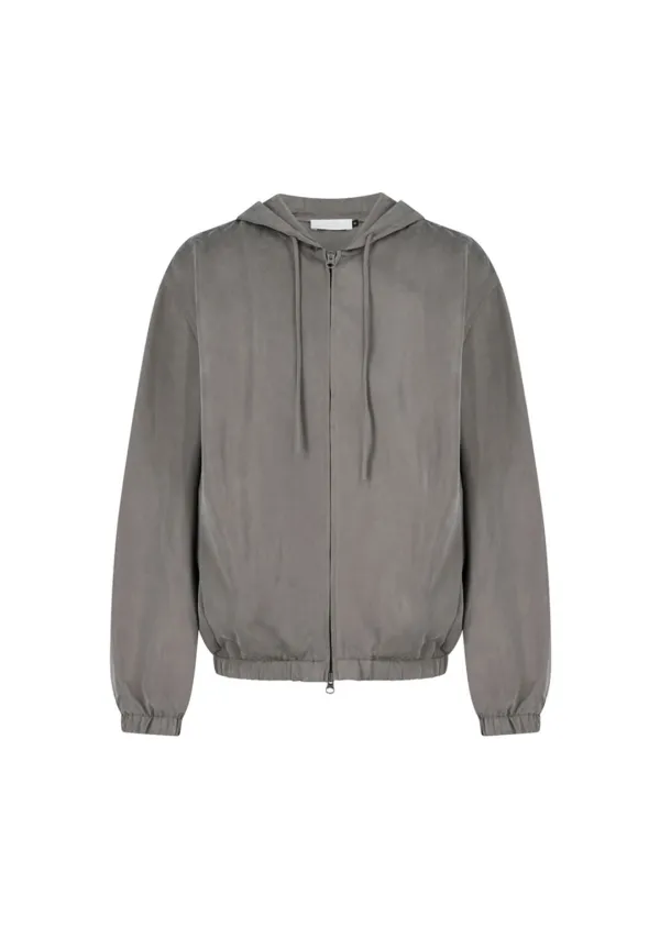 [예약주문] Cupro Hood Zip Up Jumper, Grey