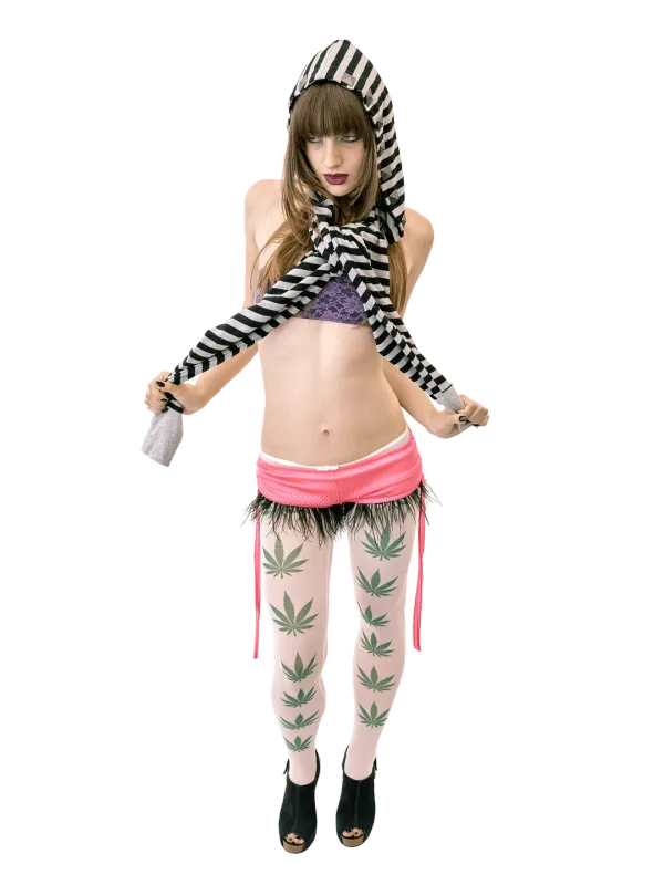 Hooded Stripe Scarf Bolero Black