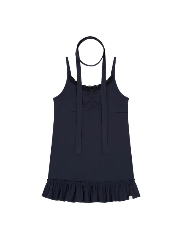SCARF FRILL SLEEVELESS [NAVY]