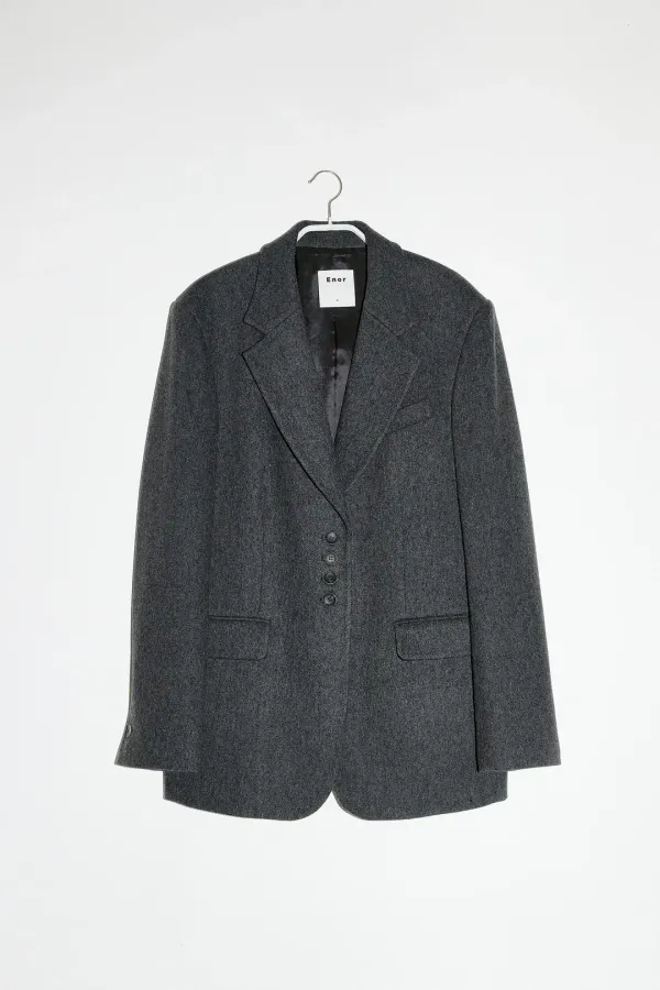 WOOL BLEND CLASSIC JACKET - DARK GREY