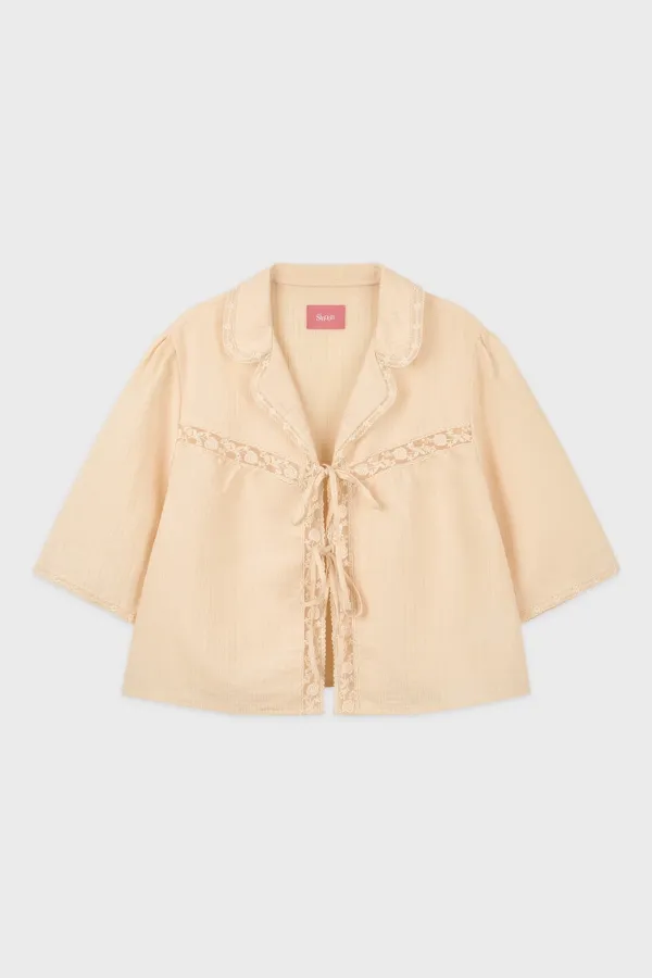 Lace Ribbon Blouse (Apricot)