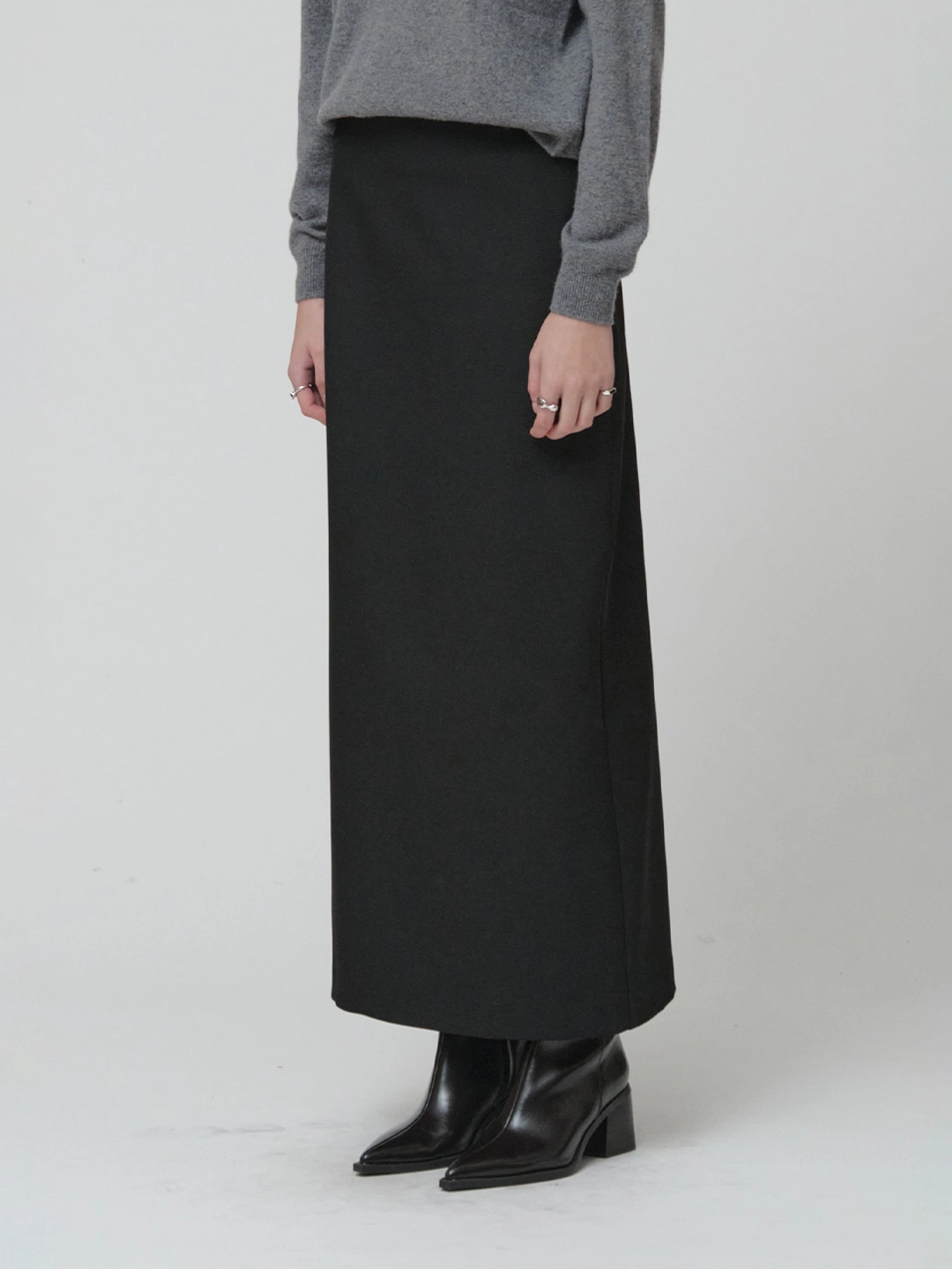 뮤제 [REFURB] AUBIER Minimal Wool-Blend Long Maxi Skirt_Black 상품 이미지 2