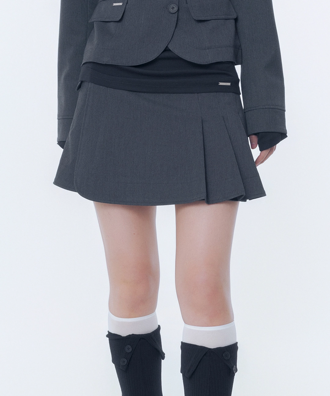 미세키서울 [레이 PICK] Omoi pleats wrap skirt CHARCOAL 상품 이미지 2