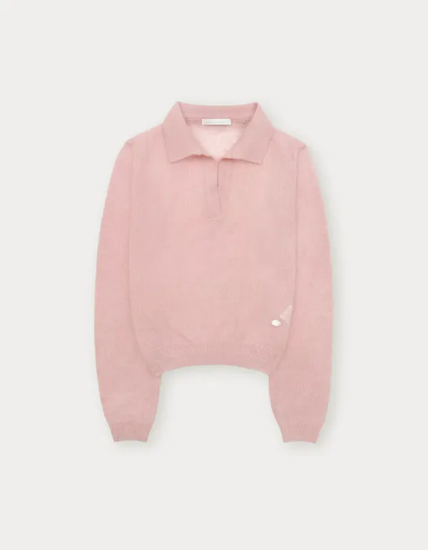 See-Through Collar Knit - Pink