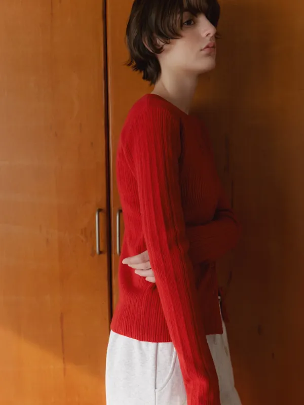 Yew knit cardigan (red)