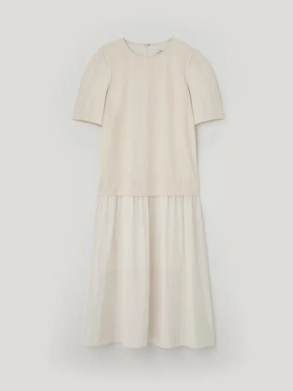 Curved sleeve maxi dress - Cream