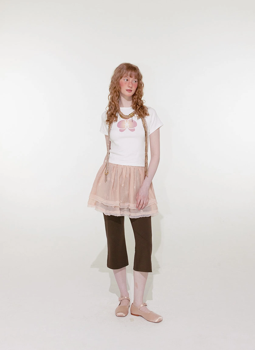 루루서울 Double Chiffon Layered Skirt (Apricot) 상품 이미지 2