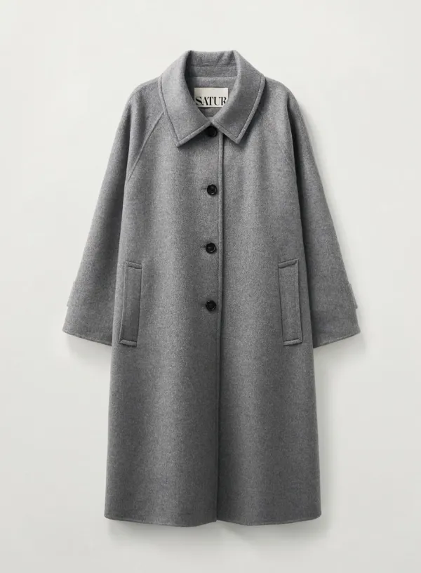 (W) A-Line Wool Blend Single Coat - Gray