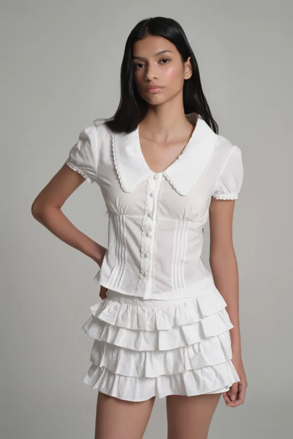 Milk jam bakery blouse, White