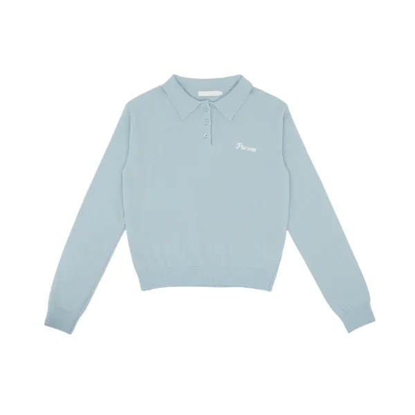 Giant Smiley Knit PK Shirt (ice blue)