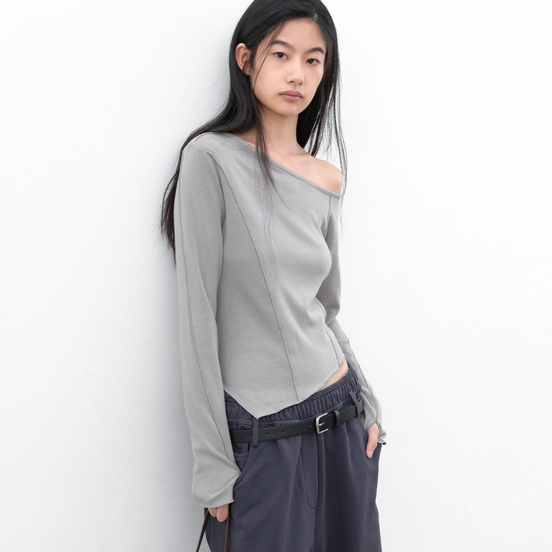 아뜰리에 나인 (T-7273)ONE SHOULDER INTERLOCK TEE 상품 이미지 1